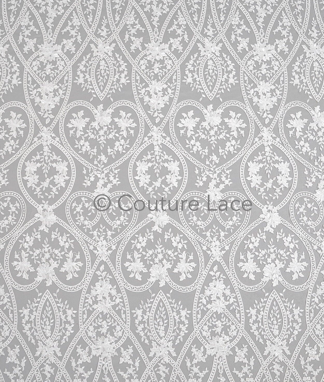 Blumen Braut Spitze Off-White/ Brautspitze mit Blumen/ Blumen Hochzeit Spitze/ Couture Spitze// L23-575