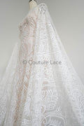 Zierliche florale Spitze Off-White/ geometrische Spitze/ Boho Spitzenstoff/ Vintage Spitze/ verschnörkelte Spitze // L23-585