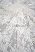 Blumen Braut Spitze Off-White/ Brautspitze mit Blumen/ Blumen Hochzeit Spitze/ Couture Spitze mit Pailletten// L23-588