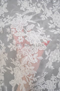 Blumen Braut Spitze Off-White/ Brautspitze mit Blumen/ Blumen Hochzeit Spitze/ Couture Spitze mit Pailletten// L23-588