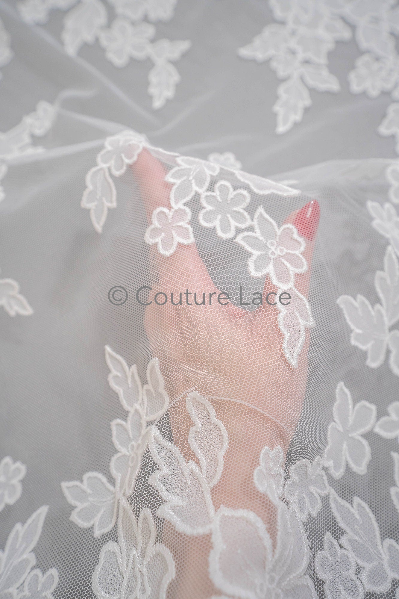 Blumen Braut Spitze Off-White/ Brautspitze mit Blumen/ Blumen Hochzeit Spitze/ Couture Spitze// L23-590