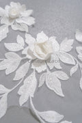 Schöne 3D Blumen Applikation/ Perlen Braut Aufnäher/ Hochzeitskleid Spitzenapplikation/ Brautblatt Applikation/ A23-339