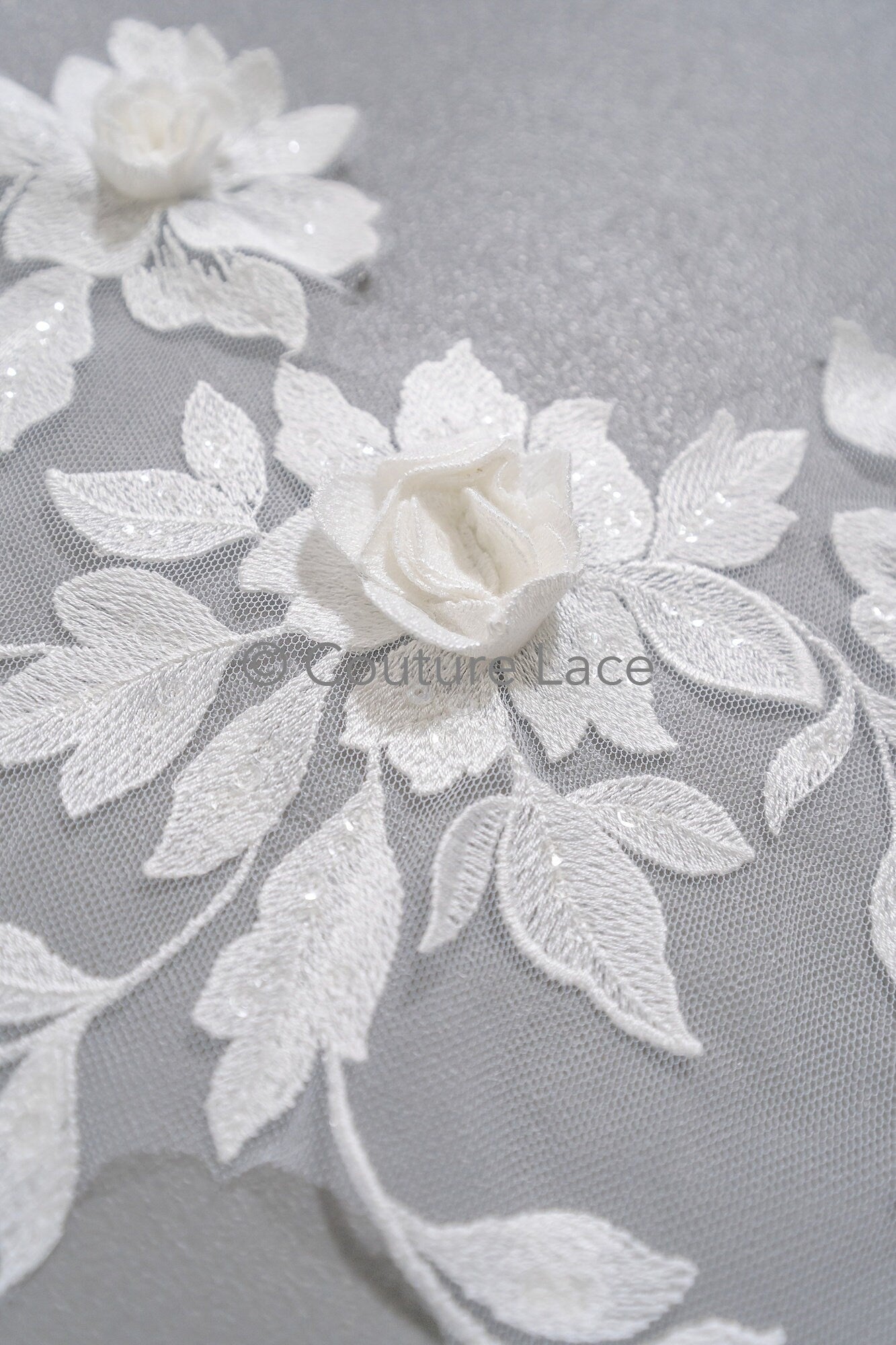 Schöne 3D Blumen Applikation/ Perlen Braut Aufnäher/ Hochzeitskleid Spitzenapplikation/ Brautblatt Applikation/ A23-339