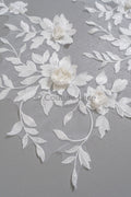 Schöne 3D Blumen Applikation/ Perlen Braut Aufnäher/ Hochzeitskleid Spitzenapplikation/ Brautblatt Applikation/ A23-339