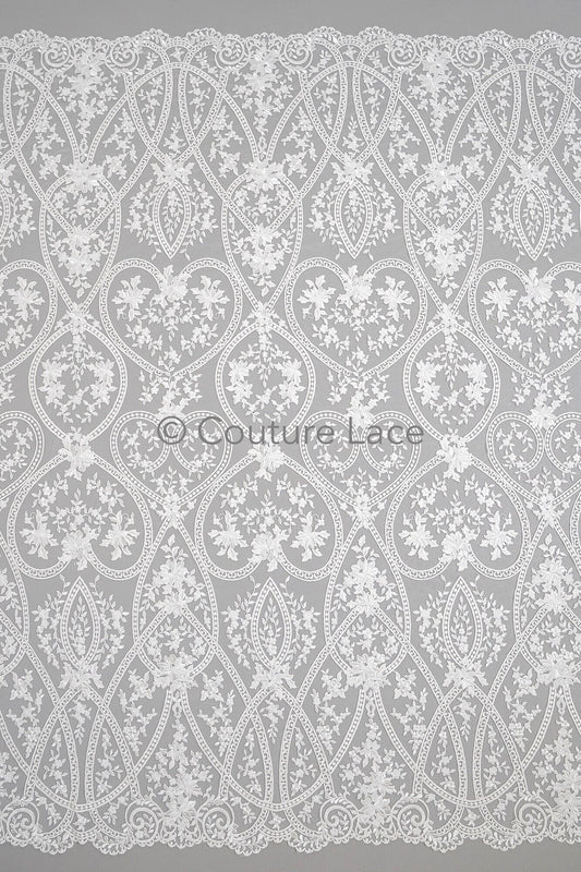 Blumen Braut Spitze Off-White/ Brautspitze mit Blumen/ Blumen Hochzeit Spitze/ Couture Spitze// L23-575