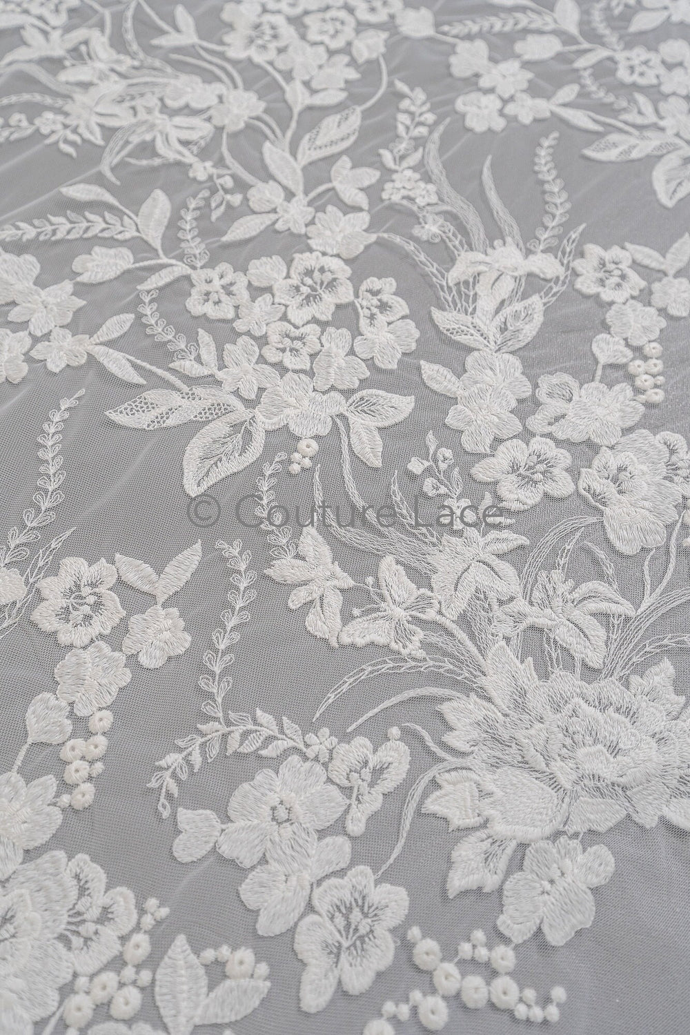 Blumen Braut Spitze Off-White/ Brautspitze mit Blumen/ Blumen Hochzeit Spitze/ Couture Spitze// L23-074
