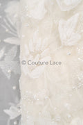 3D Blumen Spitzenstoff Off-White/ Braut Spitzenstoff/ romantischer Blumen Spitzenstoff/ Hochzeit Spitzenstoff// L23-187