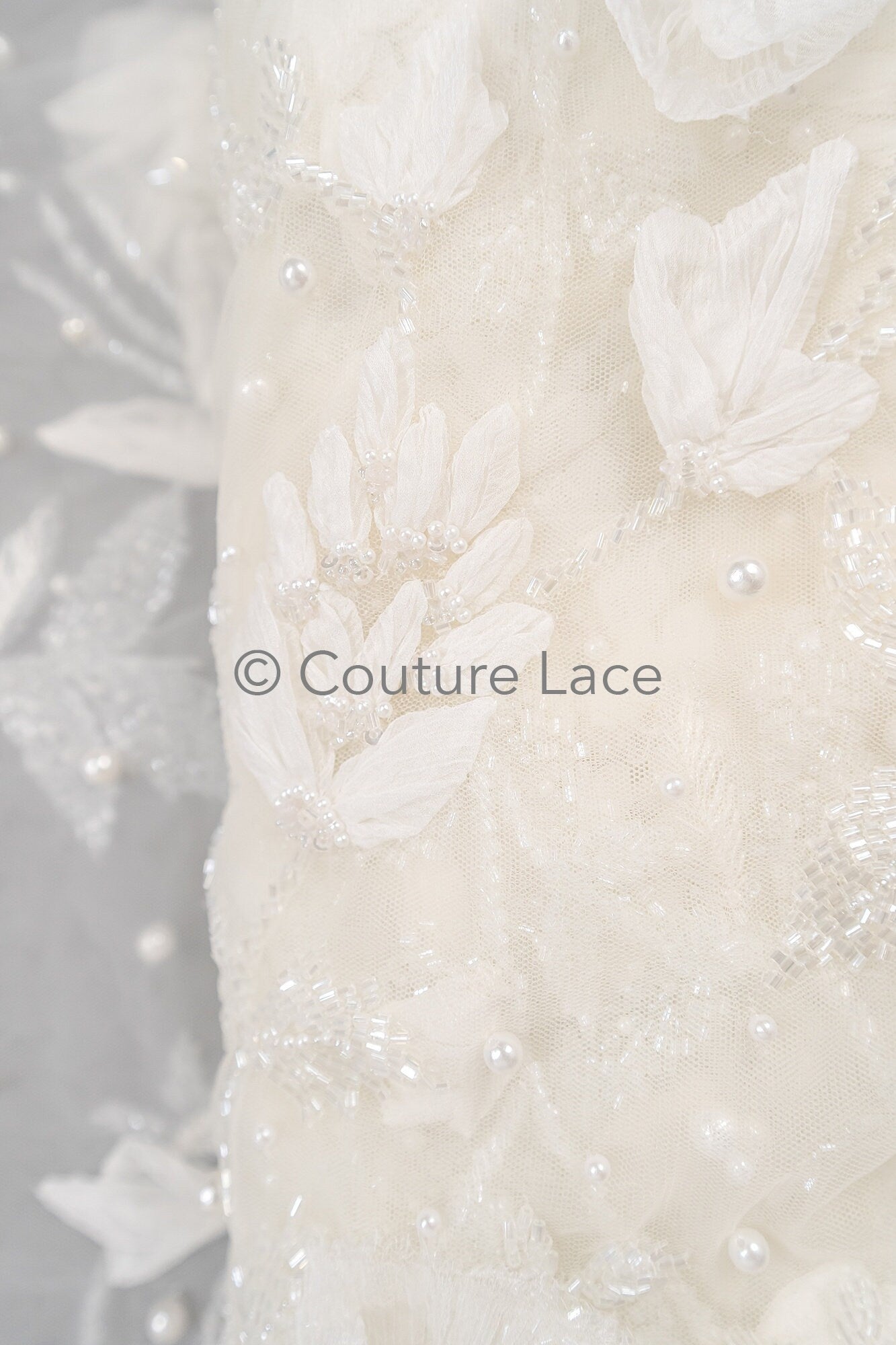 3D Blumen Spitzenstoff Off-White/ Braut Spitzenstoff/ romantischer Blumen Spitzenstoff/ Hochzeit Spitzenstoff// L23-187