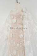 3D Blumen Spitzenstoff Off-White/ Braut Spitzenstoff/ romantischer Blumen Spitzenstoff/ Hochzeit Spitzenstoff// L23-187