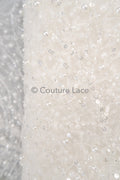 Perlen Brautspitze Stoff Off-White/ Braut Stoff mit Perlen/ Luxus Brautspitze// L23-528