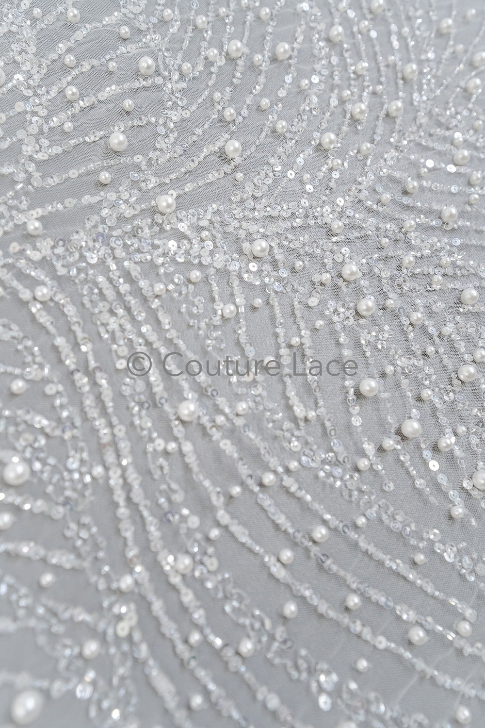 Perlen Brautspitze Stoff Off-White/ Braut Stoff mit Perlen/ Luxus Brautspitze// L23-528