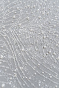 Perlen Brautspitze Stoff Off-White/ Braut Stoff mit Perlen/ Luxus Brautspitze// L23-528