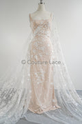 Floral Bridal Lace Off-White/ Bridal Lace with Flowers/ Floral Wedding Lace/ Couture Lace// L23-594