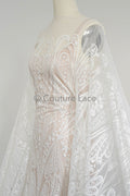 Florale Braut Spitze Off-White/ florale Brautspitze/ Ornament Hochzeit Spitze/ Couture Spitze// L23-596