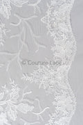 Floral bridal lace off-white/ bridal lace with flowers/ floral wedding lace/ couture lace// L23-568