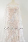 Floral bridal lace off-white/ bridal lace with flowers/ floral wedding lace/ couture lace// L23-568