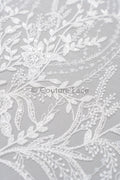 Florale Braut Spitze Off-White/ Braut Spitze/ florale Brautspitze/ Hochzeit Spitze/ Couture Spitze mit Pailletten// L23-581
