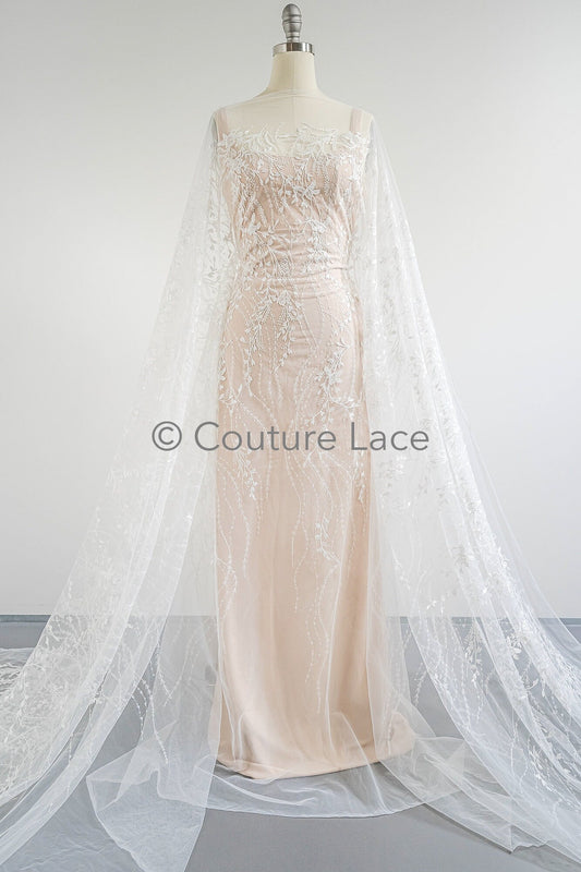 Florale Braut Spitze Off-White/ Braut Spitze/ florale Brautspitze/ Hochzeit Spitze/ Couture Spitze mit Pailletten// L23-581