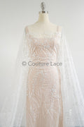 Florale Braut Spitze Off-White/ Braut Spitze/ florale Brautspitze/ Hochzeit Spitze/ Couture Spitze mit Pailletten// L23-581