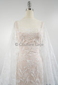 Floral bridal lace off-white/ bridal lace with flowers/ floral wedding lace/ couture lace// L23-580