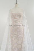 French Floral Lace / Bridal Raschel Lace / French Veil Lace / Bridal Chanitilly Lace / Edwardian Lace Fabric / / L23-170