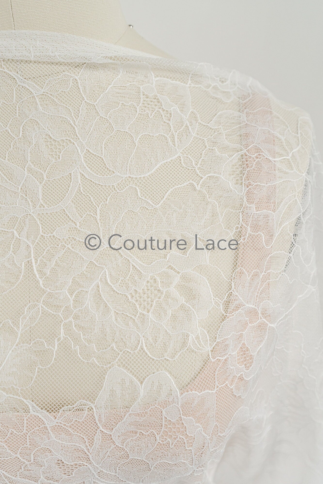 French Floral Lace / Bridal Raschel Lace / French Veil Lace / Bridal Chanitilly Lace / Edwardian Lace Fabric / / L23-170