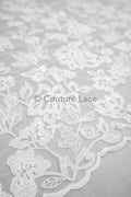 Blumen Braut Spitze Off-White/ Brautspitze mit Blumen/ Blumen Hochzeit Spitze/ Couture Spitze// L23-556