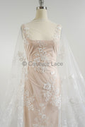 Blumen Braut Spitze Off-White/ Brautspitze mit Blumen/ Blumen Hochzeit Spitze/ Couture Spitze// L23-556