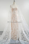 Blumen Braut Spitze Off-White/ Brautspitze mit Blumen/ Blumen Hochzeit Spitze/ Couture Spitze// L23-556