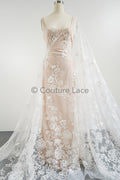 Blumen Braut Spitze Off-White/ Brautspitze mit Blumen/ Blumen Hochzeit Spitze/ Couture Spitze// L23-556