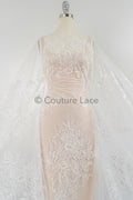 Blumen Braut Spitze Off-White/ Brautspitze mit Blumen/ Couture Spitze mit Pailletten// L23-571
