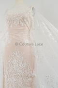 Blumen Braut Spitze Off-White/ Brautspitze mit Blumen/ Couture Spitze mit Pailletten// L23-571