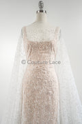 Perlen Spitzenstoff Off-White/ Couture Spitzenstoff/ Braut Spitzenstoff/ Perlen Perlen Spitze// L23-558