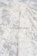 Blumen Braut Spitze Off-White/ Brautspitze mit Blumen/ romantische Braut Spitze/ Hochzeit Spitze/ Couture Spitze// L23-599