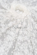 3D Blumen Spitzenstoff Off-White/ Braut Spitzenstoff/ romantischer Spitzenstoff mit 3D Blumen/ Hochzeit Spitzenstoff// L23-600