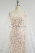 3D Blumen Spitzenstoff Off-White/ Braut Spitzenstoff/ romantischer Spitzenstoff mit 3D Blumen/ Hochzeit Spitzenstoff// L23-600