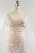 3D butterfly bridal lace off-white/ beautiful embroidered floral lace fabric/ wildflower lace fabric/ bridal lace with flowers// L23-579