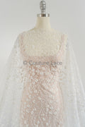Perlen Spitze Stoff Off-White/ Perlen Brautspitze/ Couture Spitzenstoff/ Perlen Spitze// L23-572