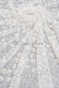Perlen Spitze Stoff Off-White/ Perlen Brautspitze/ Couture Spitzenstoff/ Perlen Spitze// L23-572