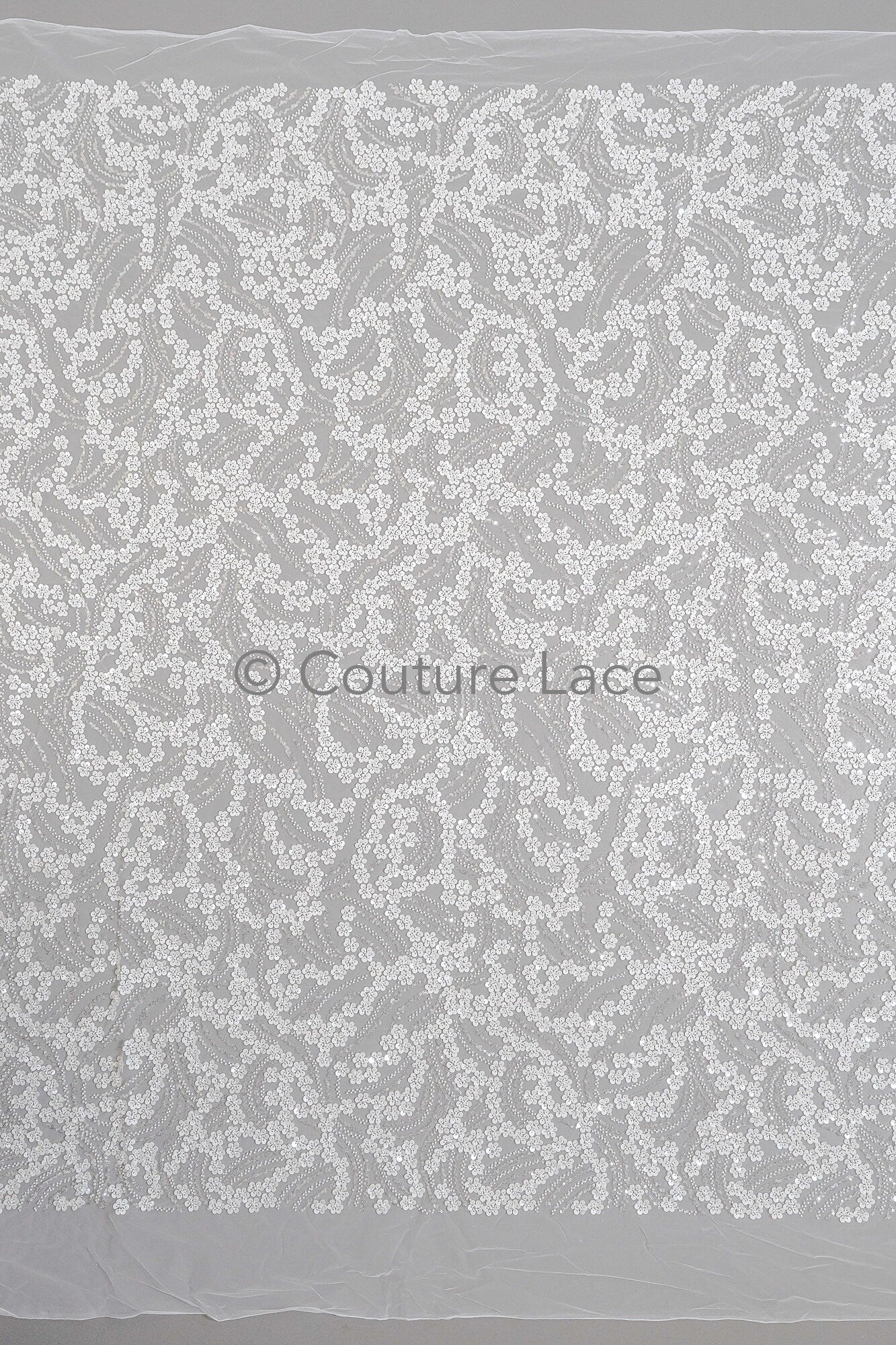 3D Blumen Spitzenstoff Off-White/ Couture Spitze Stoff/ Brautspitze mit Perlen/ Perlen Spitze// L23-570