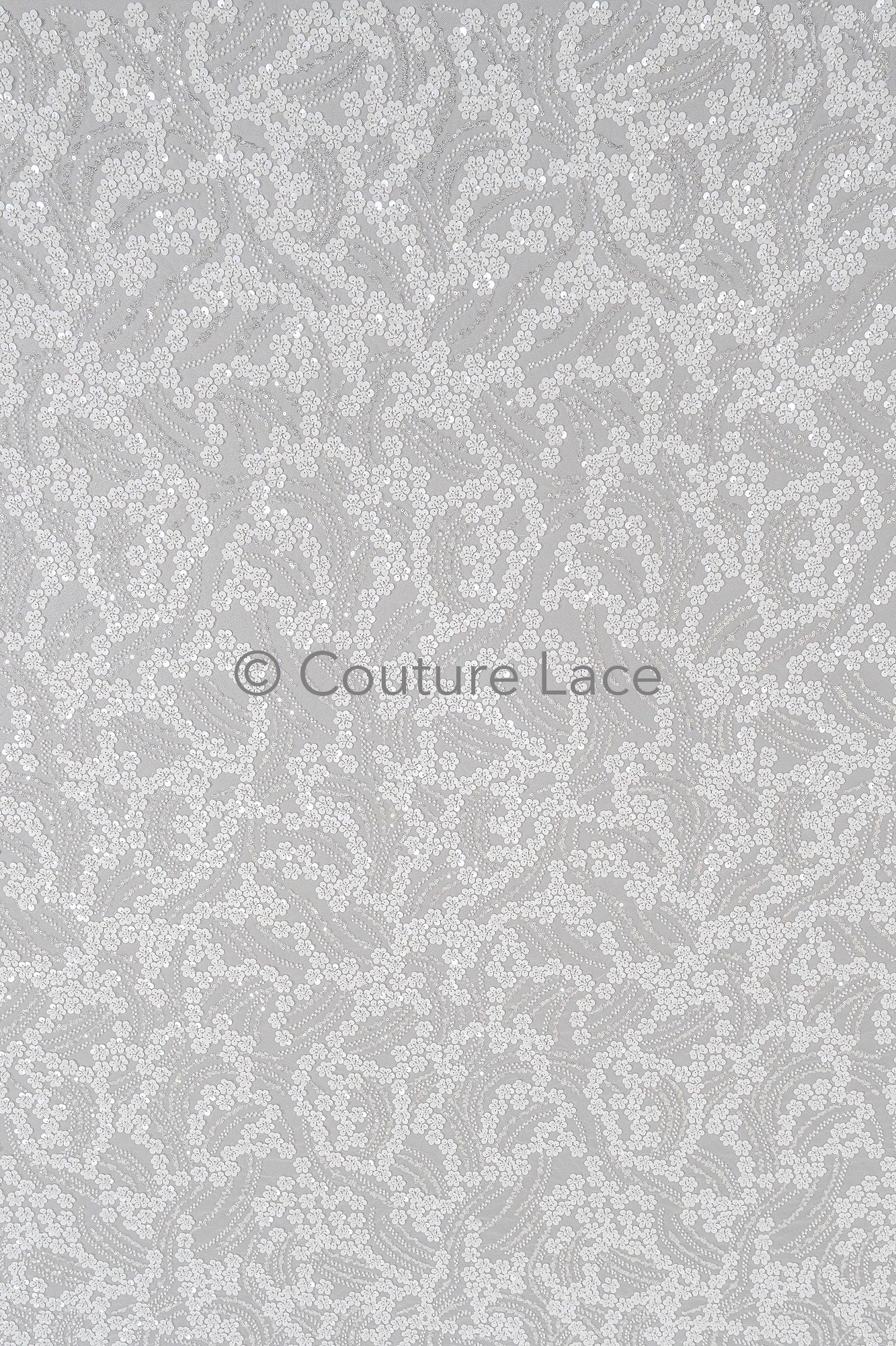 3D Blumen Spitzenstoff Off-White/ Couture Spitze Stoff/ Brautspitze mit Perlen/ Perlen Spitze// L23-570