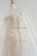 Floral Bridal Lace Off-White/ Bridal lace with flowers &amp; sequins/ floral bridal lace// L23-554