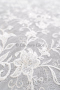 Perlen Spitzenstoff Off-White/ Couture Spitzenstoff/ Braut Spitzenstoff/ Perlen Spitze// L23-577