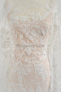 Florale Braut Spitze Off-White/ Brautspitze Stoff/ florale Hochzeit Spitze mit Pailletten/ Couture Spitze// L23-582