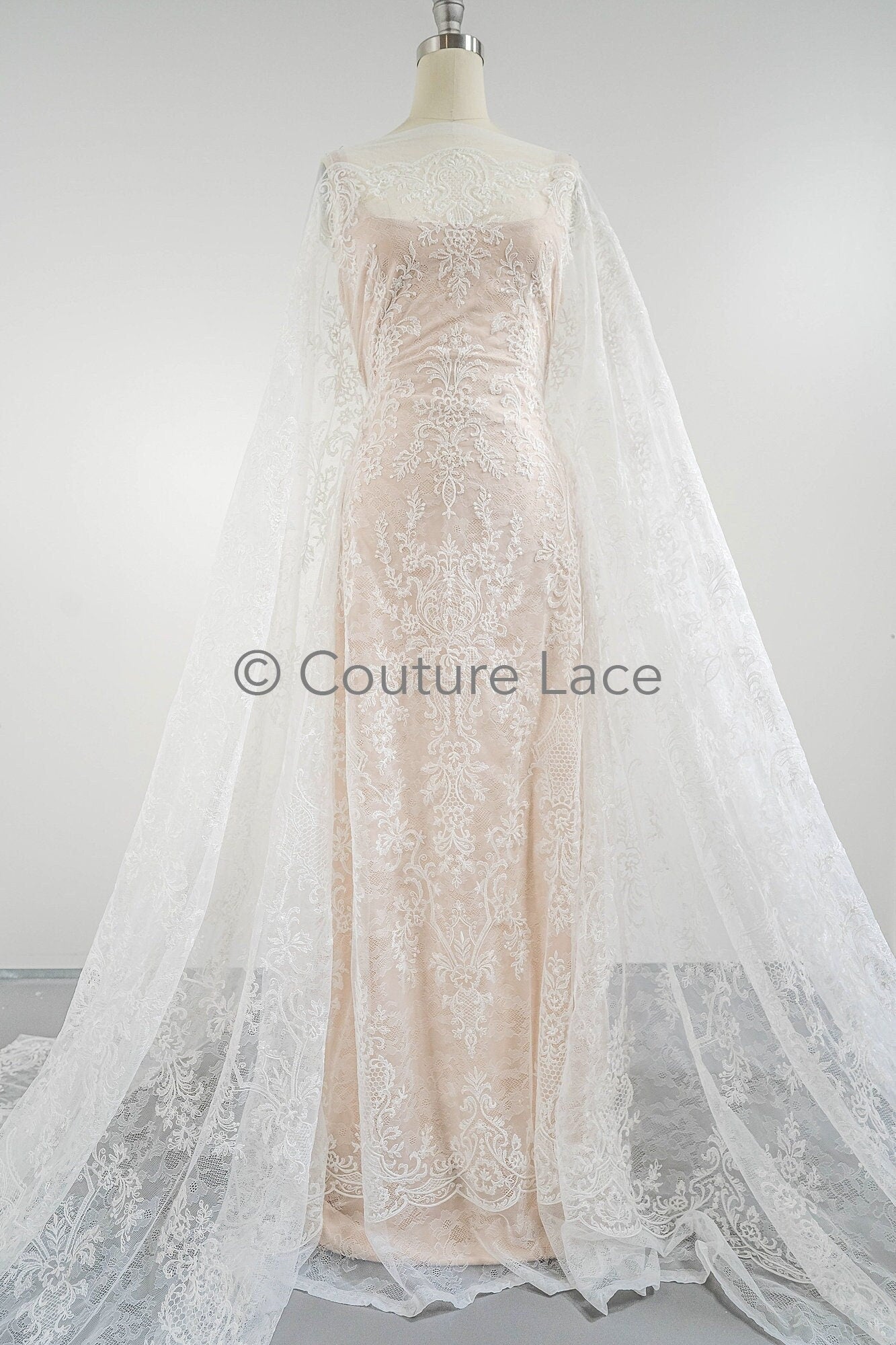 Blumen Braut Spitze Off-White/ Brautspitze mit Blumen/ Blumen Hochzeit Spitze/ Couture Spitze// L23-576