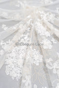 3D flower lace fabric/ bridal lace fabric/ romantic lace fabric with 3D flowers/ wedding lace fabric// L23-603