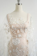 3D flower lace fabric/ bridal lace fabric/ romantic lace fabric with 3D flowers/ wedding lace fabric// L23-603