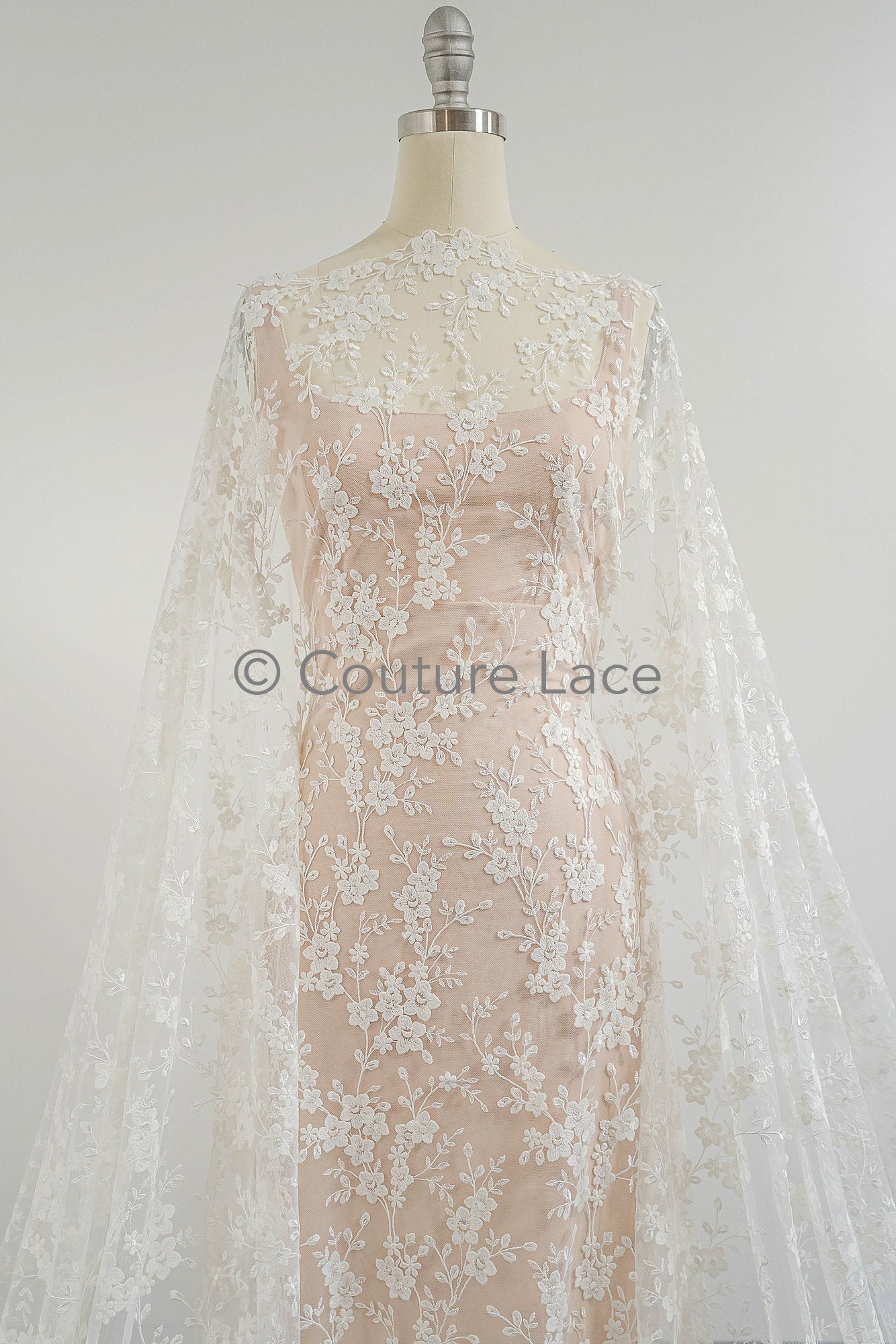 Blumen Braut Spitze Off-White/ Brautspitze mit Blumen/ Blumen Hochzeit Spitze/ Couture Spitze// L23-604