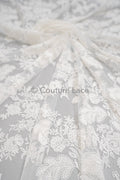 Blumen Braut Spitze Off-White/ Brautspitze mit Blumen/ Blumen Hochzeit Spitze/ Couture Spitze// L23-605