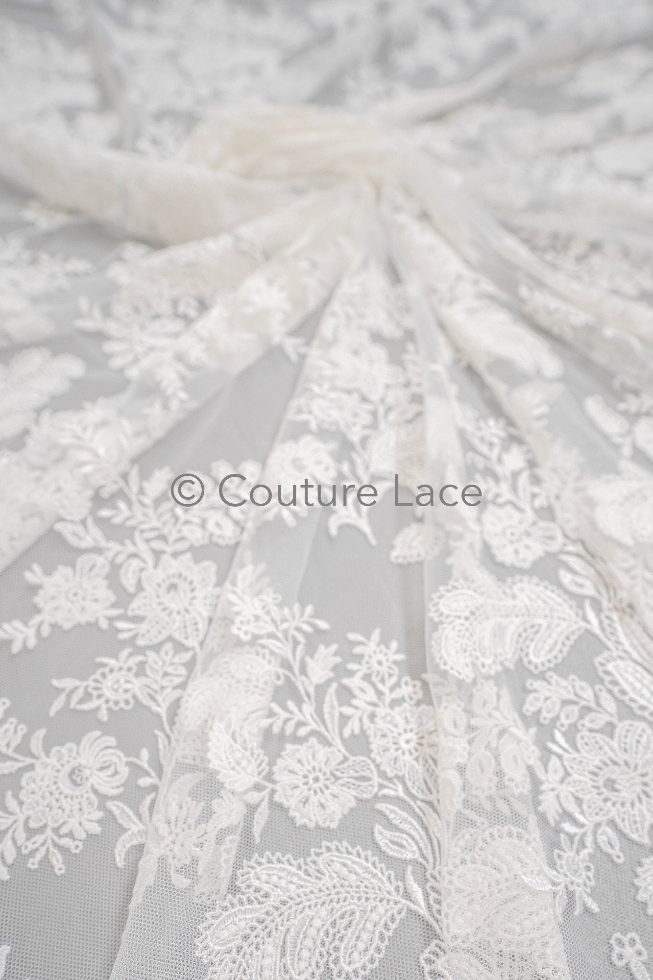 Blumen Braut Spitze Off-White/ Brautspitze mit Blumen/ Blumen Hochzeit Spitze/ Couture Spitze// L23-605